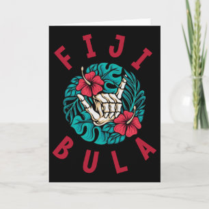Fiji Bula Tropical Flowers Beach Vacation Fiji Sur Card
