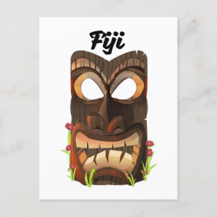 Fiji carved mask postcard