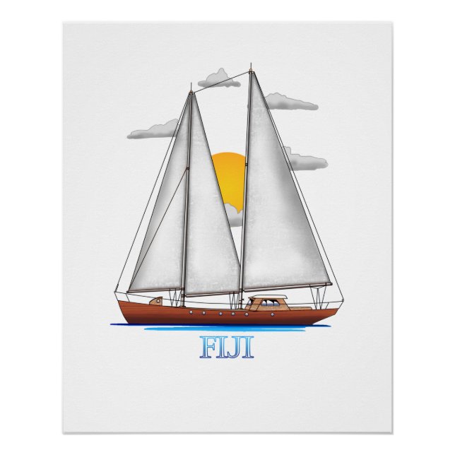 Fiji Coastal Nautical Sailing Sailor Poster (Front)