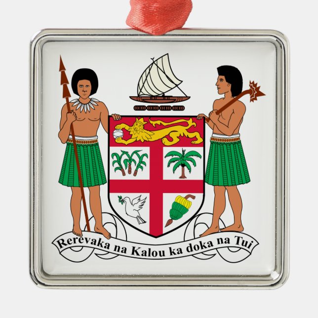 Fiji Coat of Arms Metal Tree Decoration (Front)