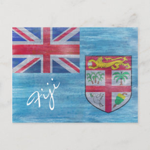 Fiji distressed flag postcard