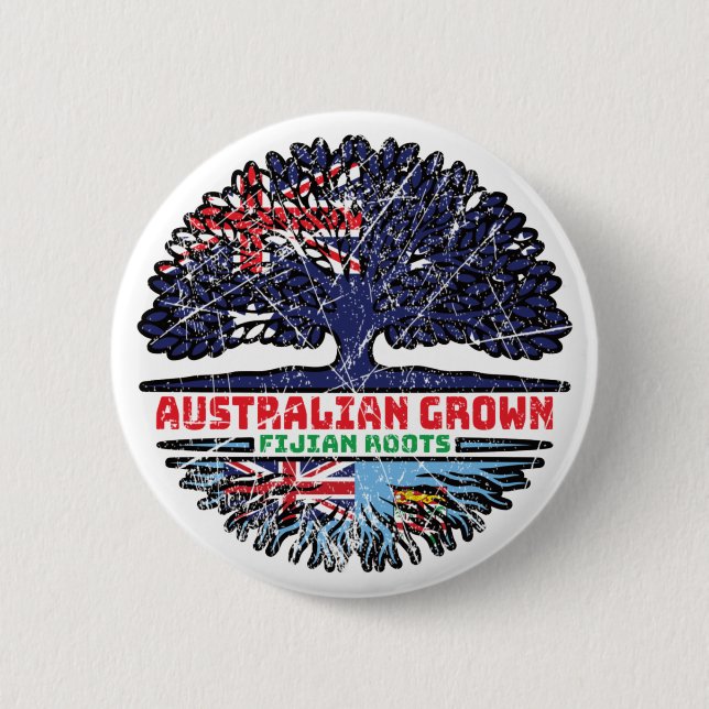 Fiji Fijian Australian Australia Tree Roots Flag 6 Cm Round Badge (Front)