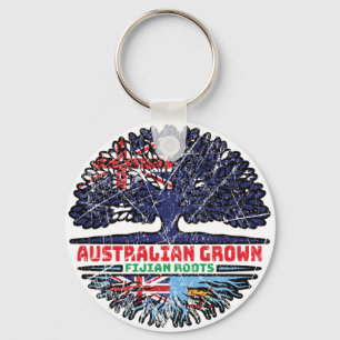 Fiji Fijian Australian Australia Tree Roots Flag Key Ring