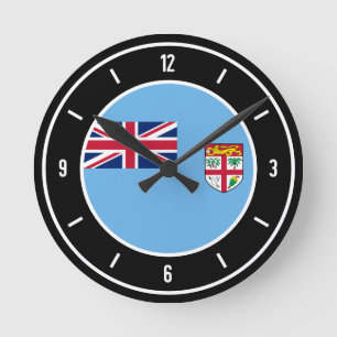Fiji Flag Elegant Round Clock