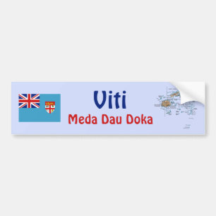 Fiji Flag + Map Bumper Sticker