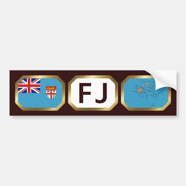 Fiji Flag Map Code Bumper Sticker (Front)