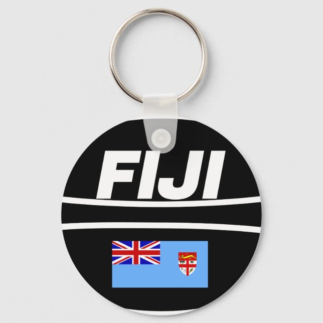 Fiji Flag Rugby Ball Key Ring (Front)