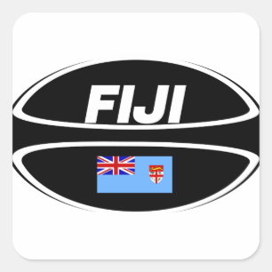 Fiji Flag Rugby Ball Square Sticker