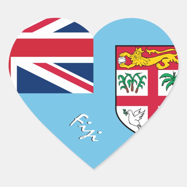 Fiji Heart Sticker, Patriotic Fijian Flag Heart Sticker (Front)