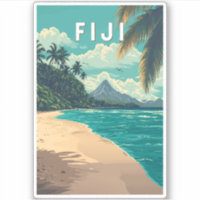 Fiji Illustration Travel Art Vintage
