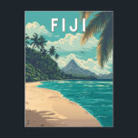 Fiji Illustration Travel Art Vintage Postcard<br><div class="desc">Fiji retro vector travel design. Fiji is a tropical paradise in the South Pacific,  known for its crystal-clear waters,  coral reefs,  and lush island landscapes.</div>