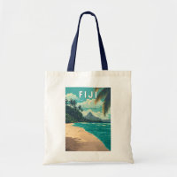 Fiji Illustration Travel Art Vintage