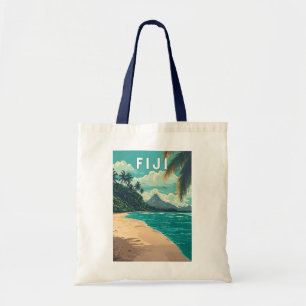 Fiji Illustration Travel Art Vintage Tote Bag