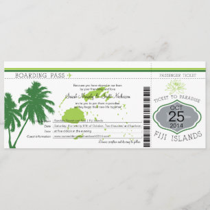 Fiji Islands Boarding Pass Wedding Invitation