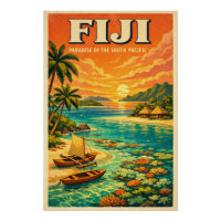 Fiji Islands in a classic retro travel