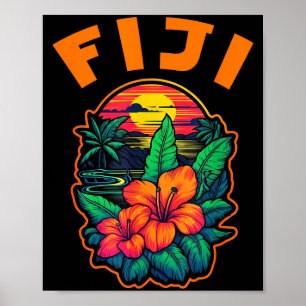Fiji Islands Pacific Ocean Trocal Flowers Beach Va Poster