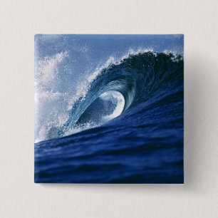 Fiji Islands, Tavarua, Cloudbreak. A wave 15 Cm Square Badge