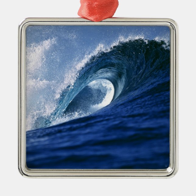 Fiji Islands, Tavarua, Cloudbreak. A wave Metal Tree Decoration (Front)