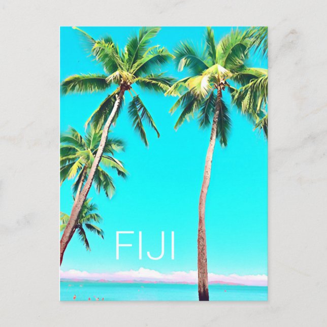 Fiji Islands tropical coconut palm trees travel Postcard (Front)
