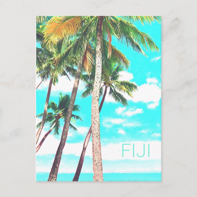Fiji Islands tropical coconut palm trees travel Postcard (Front)