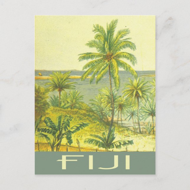 Fiji islands vintage travel style postcard (Front)