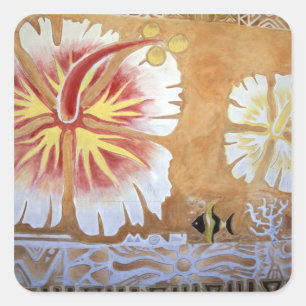 Fiji, mural art. square sticker
