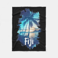 Fiji Palm Trees Beach Sunset Vacation Souvenir For