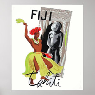 Fiji  Tahiti Vintage Poster