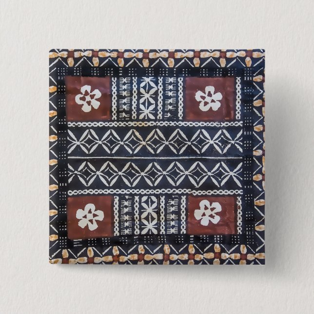 Fiji Tapa Cloth Print Button (Front)