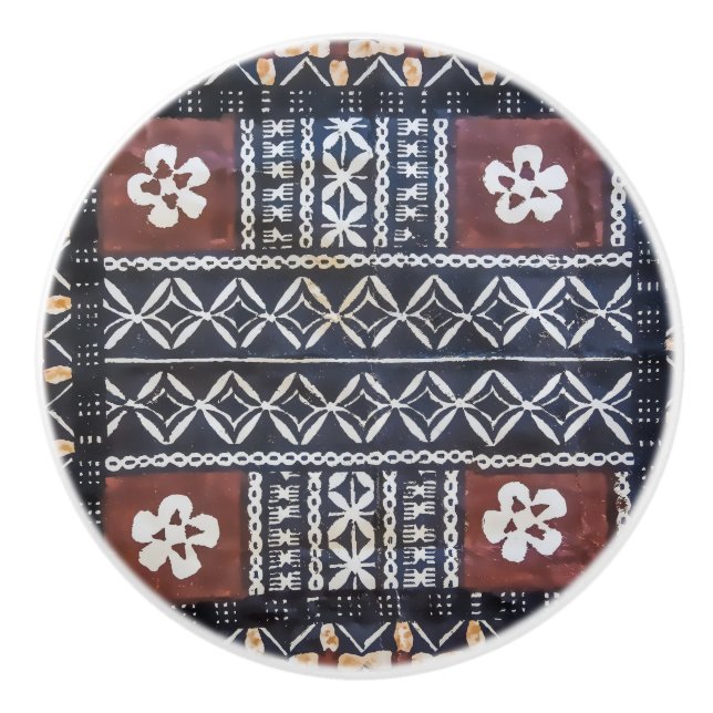 Fiji Tapa Cloth Print Ceramic Knob (Front)