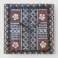 Fiji Tapa Cloth Print Clock
