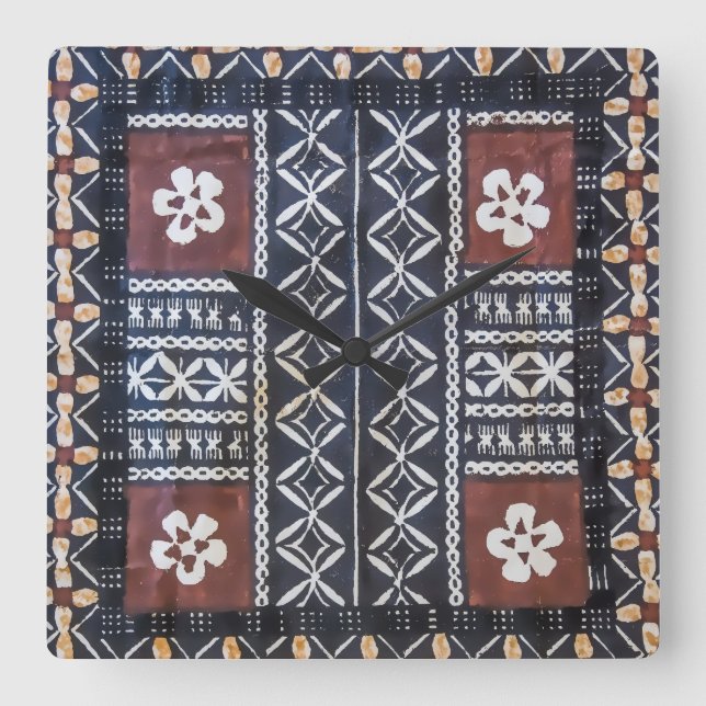 Fiji Tapa Cloth Print Clock (Front)