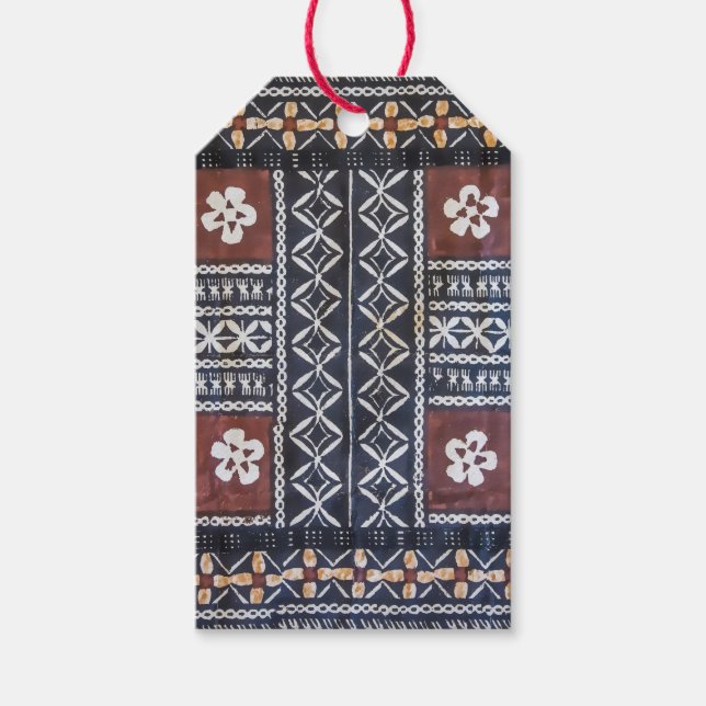 Fiji Tapa Cloth Print Gift Tag (Front)
