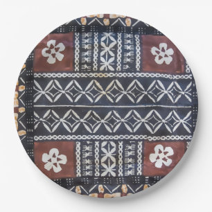Fiji Tapa Cloth Print Paper Plates