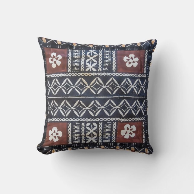 Fiji Tapa Cloth Print Pillow (Front)