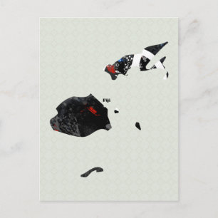 Fiji Trendy Peace Sign with Fijian map Postcard