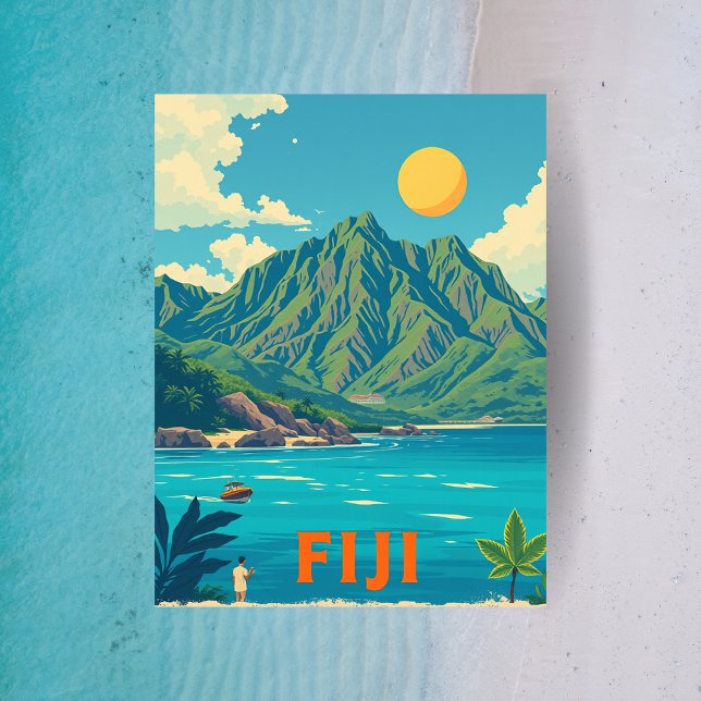 Fiji Tropical Island Beach Travel Art Postcard (Fiji Tropical Island Beach Travel Art Postcard)