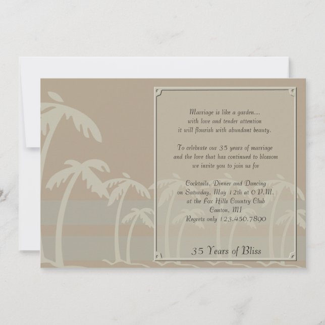 Fiji: Tropical Palm Trees Anniversary Invitation (Front)