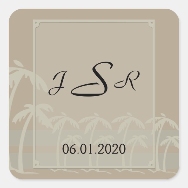 Fiji: Tropical Palm Trees Monogram Sticker (Front)