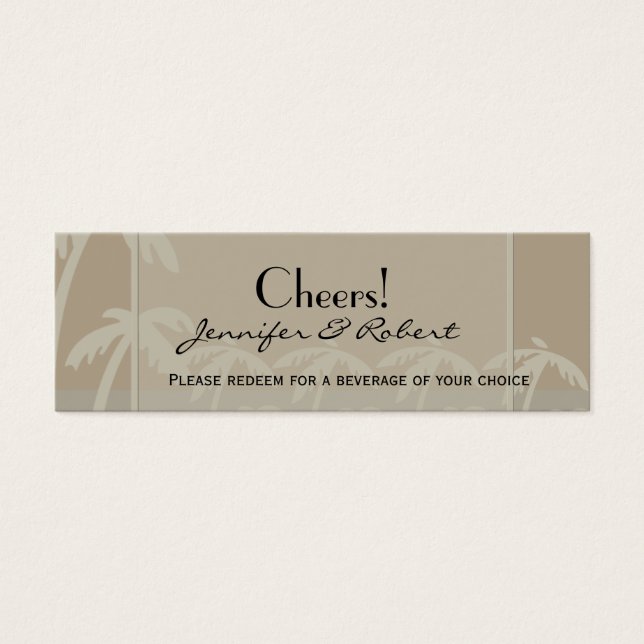 Fiji: Tropical Palm Trees Wedding Drink Tickets (Front)