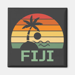Fiji Vintage Palm Trees Summer Beach Magnet