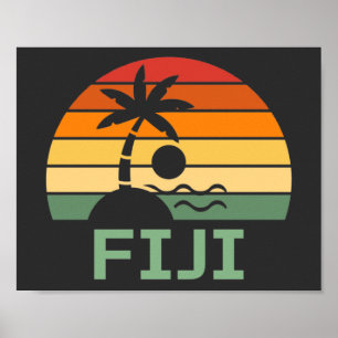 Fiji Vintage Palm Trees Summer Beach Poster