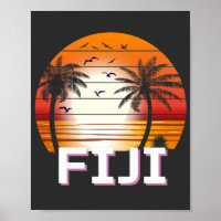 Fiji Vintage Palm Trees Summer Beach