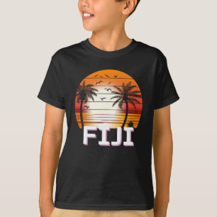 Fiji Vintage Palm Trees Summer Beach T-Shirt