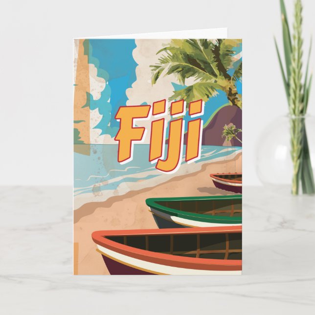 Fiji Vintage travel poster Holiday Card (Front)