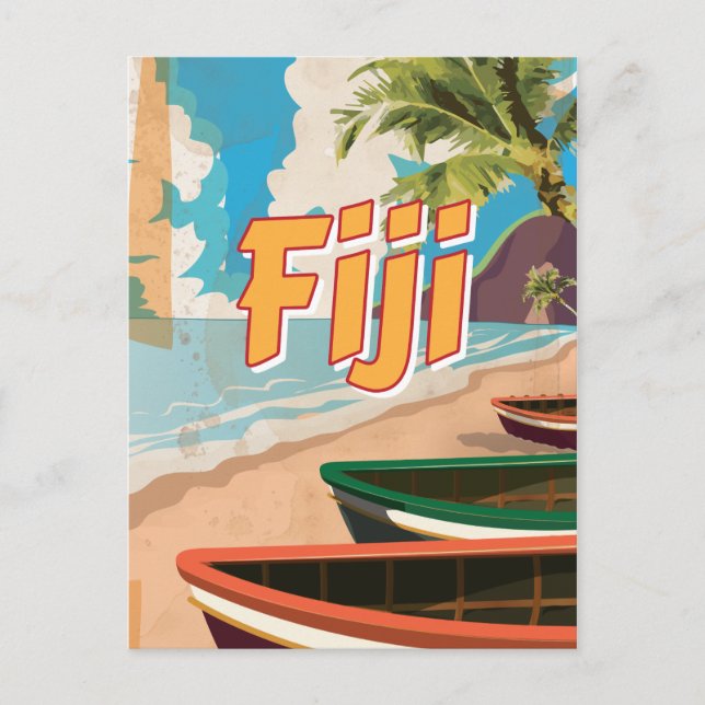 Fiji Vintage travel poster Postcard (Front)
