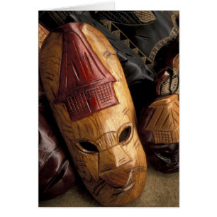 Fiji, Viti Levu Masks at a town market.