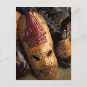 Fiji, Viti Levu Masks at a town market. Postcard