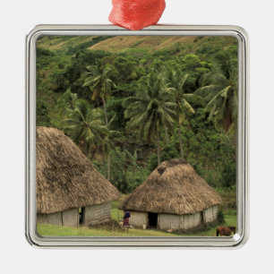 Fiji, Viti Levu, Navala, Traditional Bure houses Metal Tree Decoration