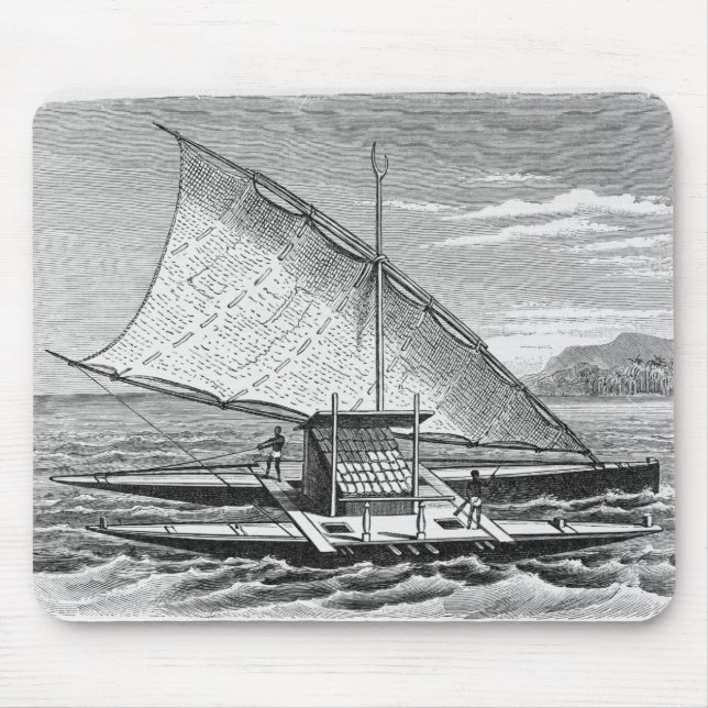 Fijian double canoe from The History of Mouse Mat (Front)